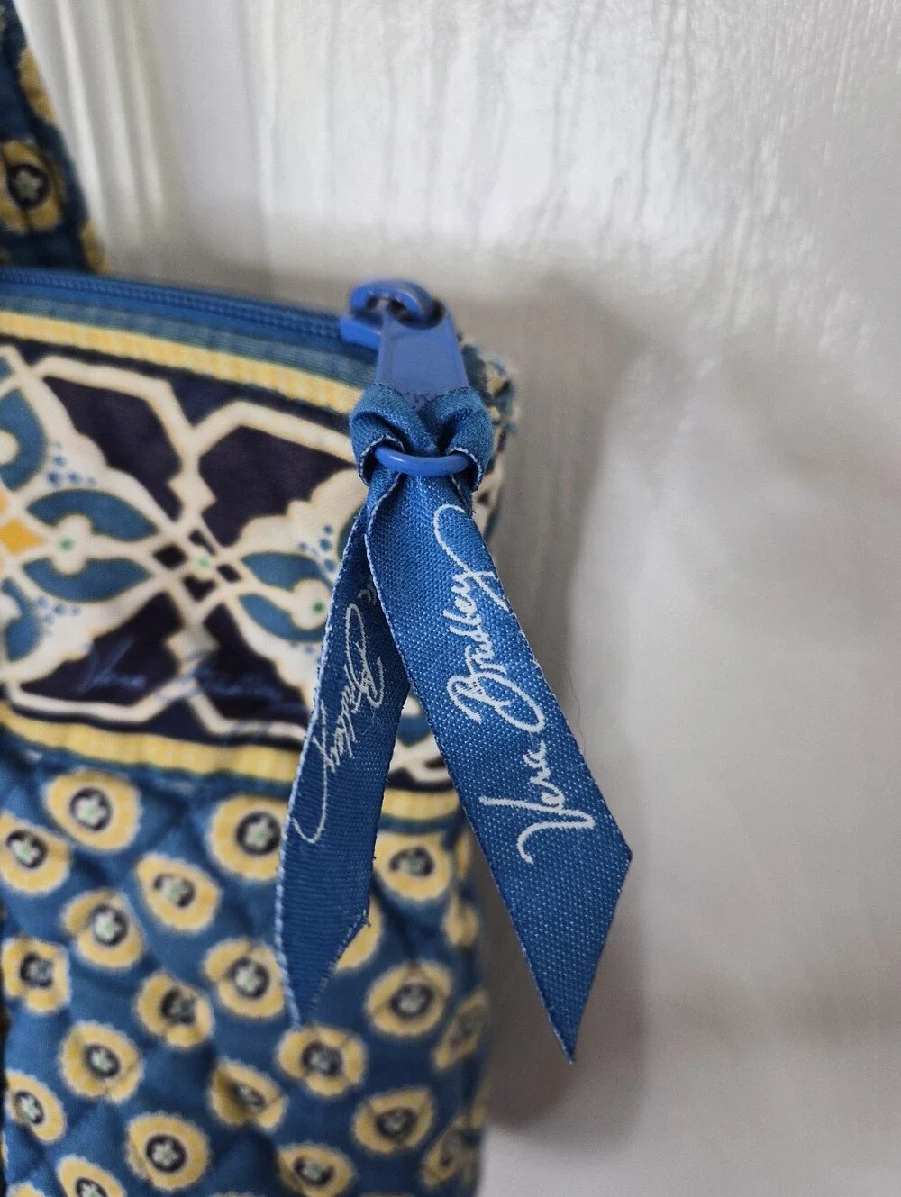 Vera Bradley Little Betsy Bag Riviera Blue Quilted Cotton Zip Tote Shoulder Bag